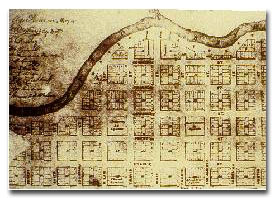 The original town site map of Houston surveyed by Gail Borden for the Allen brothers